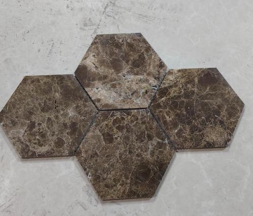 Heaxagon Marron E,mperador 150x150x10mm, Doe-het-zelf en Bouw, Tegels, Nieuw, Vloertegels, Marmer, Minder dan 20 cm, Minder dan 20 cm