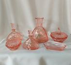 art deco roze persglas set toilettafel, Ophalen of Verzenden