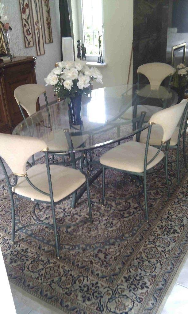 Table à manger ovale en verre + 6 chaises en alcantara, Maison & Meubles, Tables | Tables à manger, Comme neuf, 50 à 100 cm, 150 à 200 cm