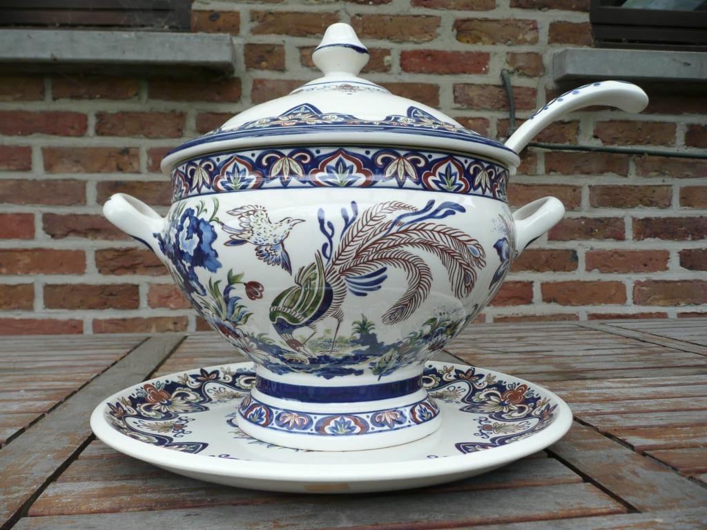 Boch Vieux Rhodes soepterrine, onderbord en pollepel, Huis en Inrichting, Woonaccessoires | Vazen, Nieuw, Blauw, Minder dan 50 cm