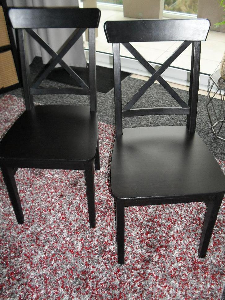 2 eetkamerstoelen, Maison & Meubles, Chaises, Utilisé, Deux, Bois, Noir, Enlèvement