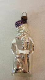 Oude glazen kerstbal sneeuwman dik glas, Ophalen of Verzenden, Gebruikt