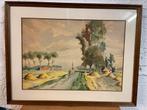 Waterverfschilderij Landpad met boer