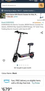 Trottinette électrique Evercross 800W Nouveau prix : 679,99€, Vélos & Vélomoteurs, Evercross, Step électrique (E-scooter), Enlèvement