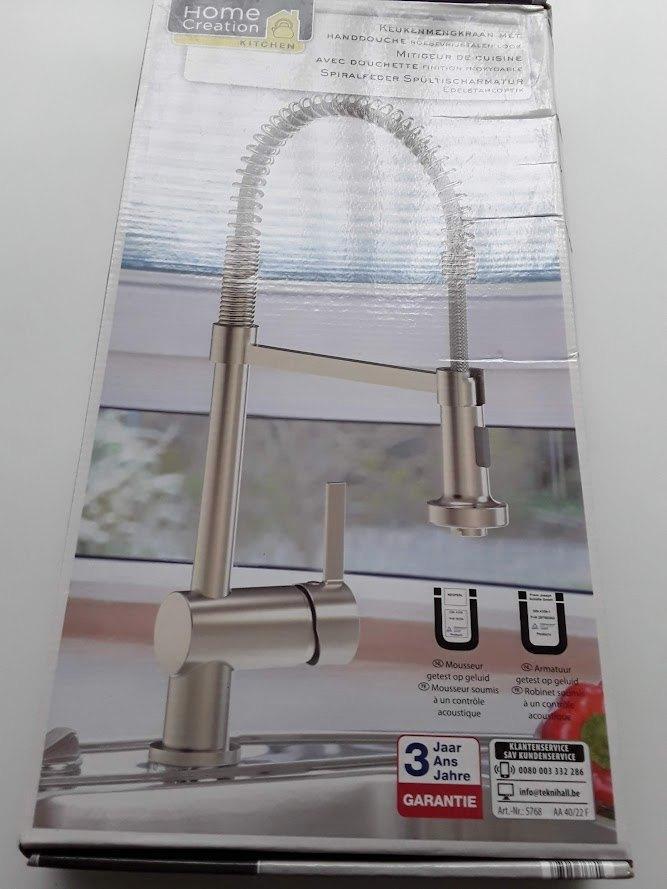 Keukenmengkraan met handdouche nieuw in verpakking, Doe-het-zelf en Bouw, Sanitair, Nieuw, Kraan, Inox, Ophalen of Verzenden