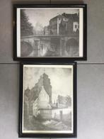 2 litho’s, etsen Mechelen, Antiek en Kunst, Kunst | Litho's en Zeefdrukken, Ophalen