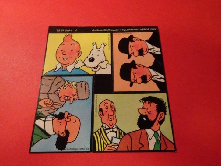 Vel met 4 stickers met personages uit Kuifje - Hergé, Verzamelen, Stripfiguren, Zo goed als nieuw, Plaatje, Poster of Sticker