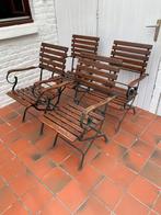 4 fauteuils de jardin teck et fer forger, Jardin & Terrasse, Chaises de jardin, Utilisé