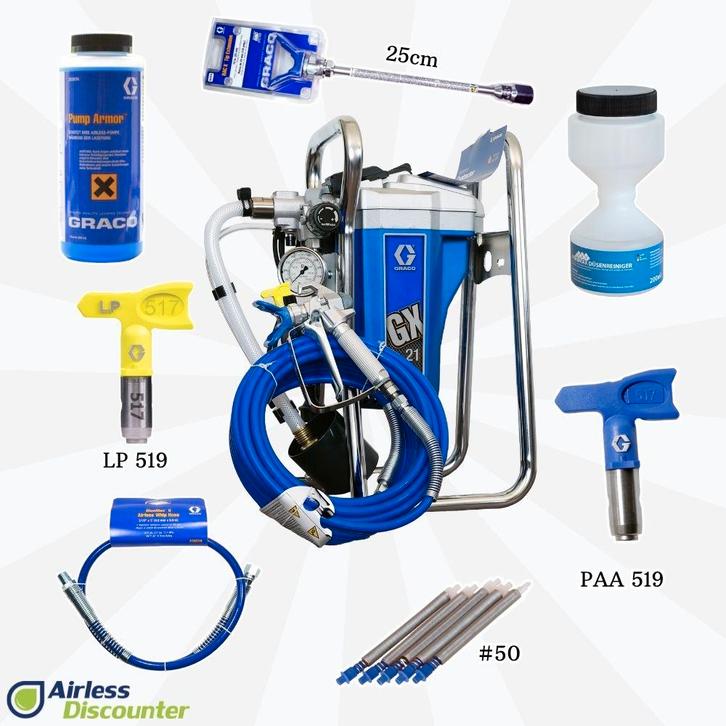 Graco GX21 Starter Bundle, Doe-het-zelf en Bouw, Schildersmaterialen, Nieuw, Verfspuit of Verfpomp, Verzenden