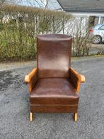 Fauteuil en cuir brun vintage, Maison & Meubles, Fauteuils, Moins de 75 cm, Cuir, Comme neuf, Enlèvement