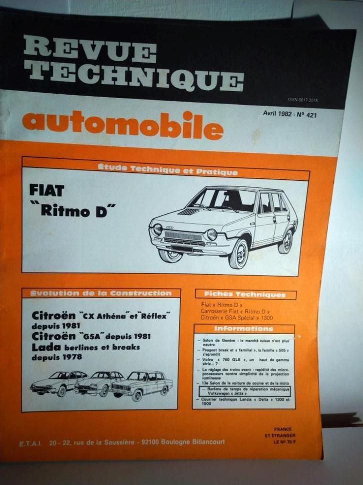 RTA - Fiat Ritmo D - Citroën CX et GSA - Lada - n 421, Auto diversen, Handleidingen en Instructieboekjes, Verzenden