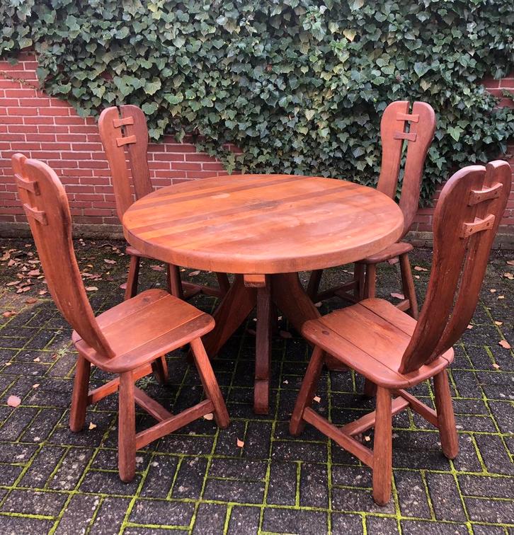 Brutalisme De Puydt eettafel en stoelen, Huis en Inrichting, Complete eetkamers, Gebruikt, Ophalen