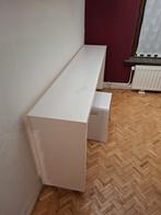 witte console/werkbank + bijpassende designkruk, Huis en Inrichting, Ophalen, Met wielen, Gebruikt, Bureau