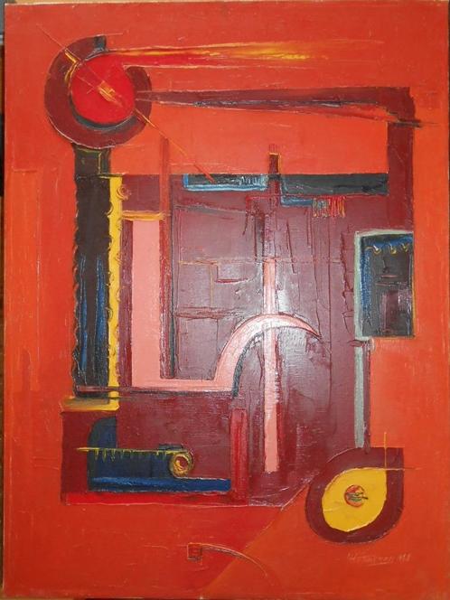ABSTRACTE SCHILDERIJ LODE HERREMAN PERIODE 1968-1970, Antiek en Kunst, Kunst | Schilderijen | Abstract, Ophalen