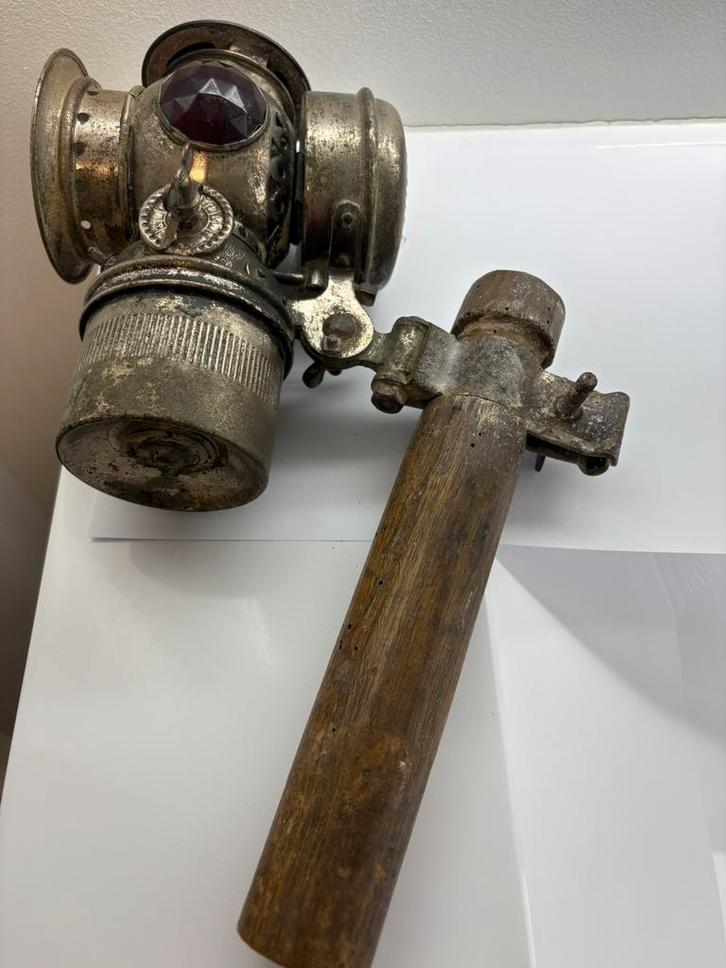 Mooie patina Hassia Carbidlantaarn (Rood/Groen Seinlicht), Antiek en Kunst, Antiek | Verlichting, Ophalen