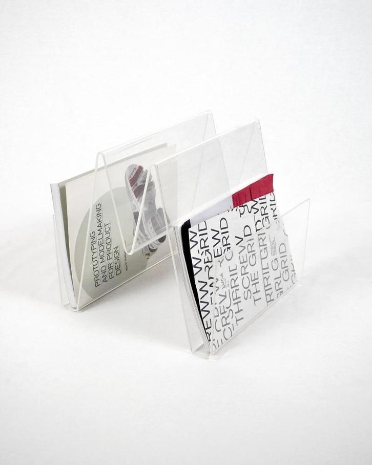 Vintage Plexi Magazinehouder, Huis en Inrichting, Woonaccessoires | Krantenbakken en Lectuurbakken, Zo goed als nieuw, Ophalen of Verzenden