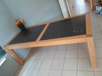 Eiken tafel met marmeren inleg, Huis en Inrichting, Ophalen, Zo goed als nieuw