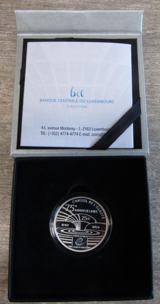 Luxemburg - 2024 - 25 euro - Raad van Europa - Zilver 999, Postzegels en Munten, Munten | Europa | Euromunten, Setje, Luxemburg