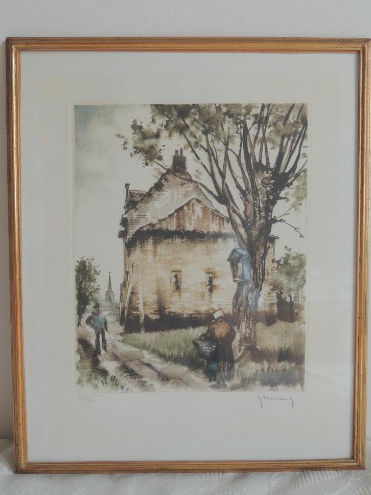 Gekleurde ets van Roger Hebbelinck, Antiquités & Art, Art | Eaux-fortes & Gravures, Enlèvement ou Envoi