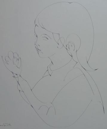 CHARLES DELPORTE / MEISJESPORTRET / ORIGINEEL / 39x39cm SIG beschikbaar voor biedingen