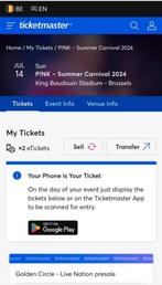 Pink / P!nk 2x Golden Circle staankaarten Brussel 14 juli, Tickets en Kaartjes, Juli, Twee personen