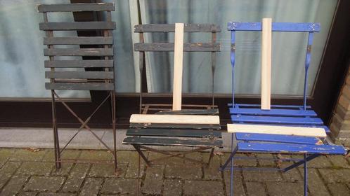 3 vintage plooibare tuinstoelen / bistrostoelen, Tuin en Terras, Tuinstoelen, Gebruikt, Inklapbaar, Ophalen