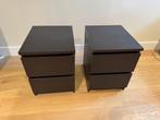 Tables de chevets IKEA MALM Brun/Noir x2, Ophalen, Gebruikt, 55 tot 70 cm, 45 tot 65 cm