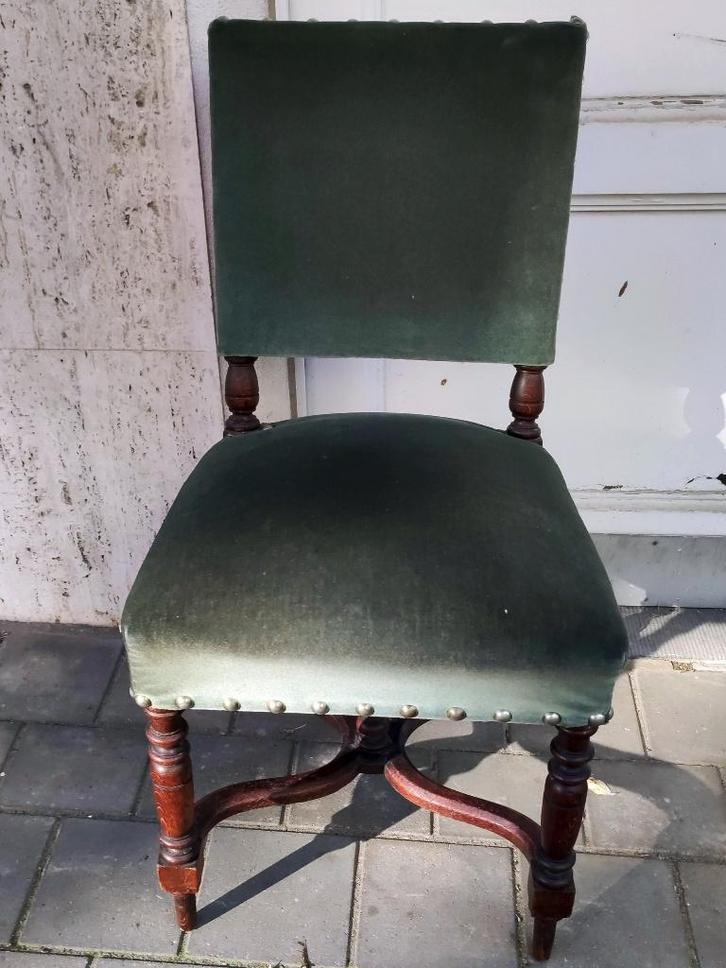 Chaise-fauteuil velours vert - 50 €, Antiquités & Art, Antiquités | Meubles | Chaises & Canapés, Enlèvement