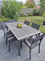 Tuintafel + 6 stoelen, Tuin en Terras, Ophalen, Gebruikt, 6 zitplaatsen, Aluminium