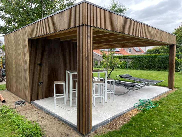strak modern bijgebouw, Tuin en Terras, Tuinhuizen, Nieuw, Tuinhuis, Hout, 500 cm of meer, 400 cm of meer, 3 ramen of meer, Met overkapping