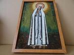 Icoon Maria icoon geschilderd achter glas gesigneerd FF 1960, Verzamelen, Overige typen, Ophalen of Verzenden, Christendom | Katholiek