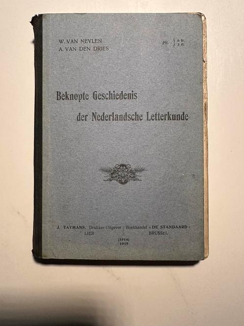Beknopte geschiedenis der Nederlandsche Letterkunde, Antiquités & Art, Antiquités | Livres & Manuscrits, Enlèvement