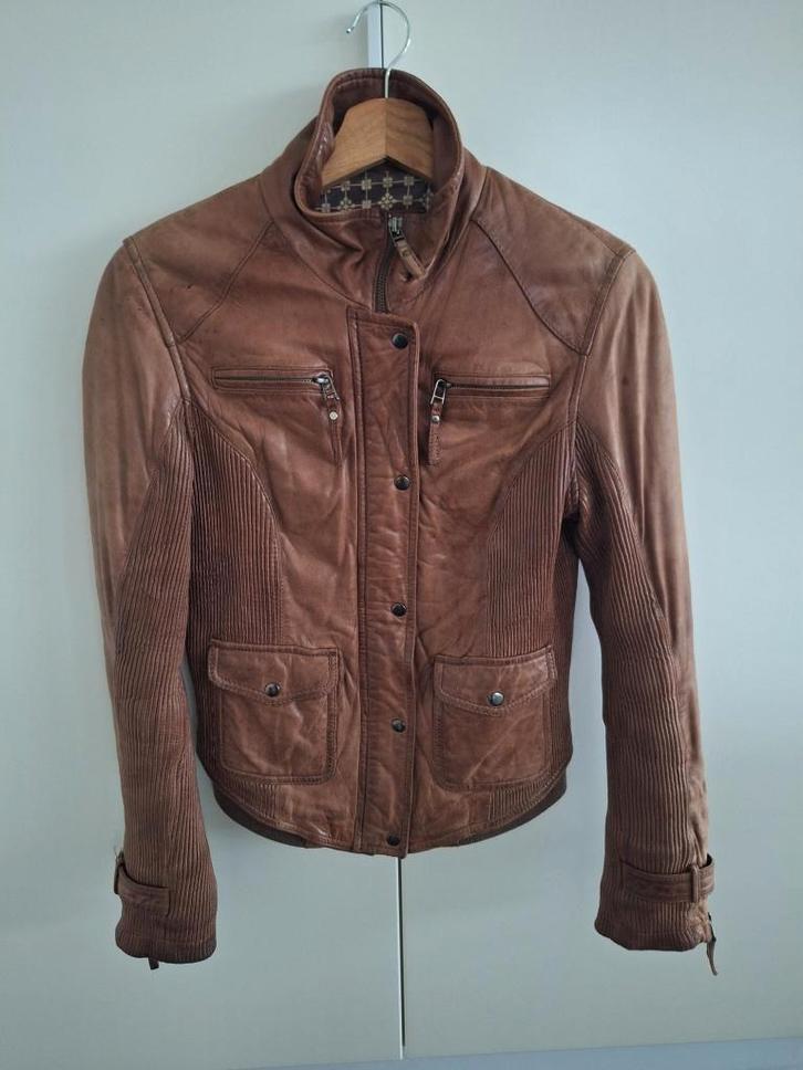 Moderne, tijdloze leren damesjas van River woods, Kleding | Dames, Jassen | Winter, Gedragen, Maat 36 (S), Bruin, Ophalen