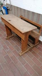 Banc d'écolier en chêne massif. Vintage, Enlèvement