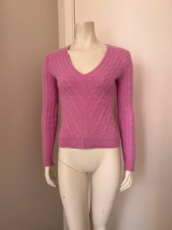Ralph Lauren kasjmier trui met V-hals en V-hals M, Kleding | Dames, Truien en Vesten, Zo goed als nieuw, Maat 38/40 (M), Roze