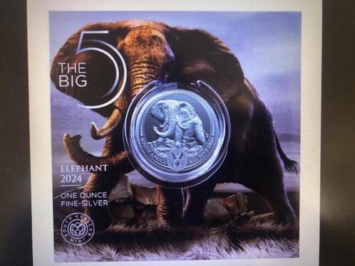 2024 South Africa - Big Five Elephant - 1 oz silver in blist, Postzegels en Munten, Edelmetalen en Baren, Zilver, Ophalen of Verzenden
