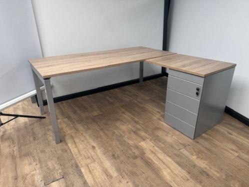 Q-line hoekbureau + standcontainer aluminium, Hobby en Vrije tijd, Elektronica-componenten, Zo goed als nieuw, Ophalen