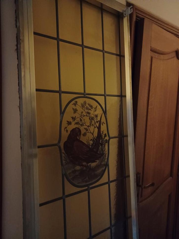 Oud glas in loodraam met fazant, Doe-het-zelf en Bouw, Glas en Ramen, Ophalen