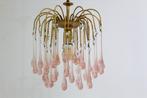 Vintage murano teardrop lamp - roze, goud jaren '70, Gebruikt, Vintage, Ophalen of Verzenden, Glas