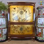 Vintage Chinese kast bladgoud en bloemen / oosterse kast, Antiek en Kunst, Ophalen of Verzenden