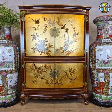 Vintage Chinese kast bladgoud en bloemen / oosterse kast beschikbaar voor biedingen