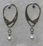 Boucle d’oreille argent 925 perle 6 mm., Hangers, Nieuw, Ophalen of Verzenden, Zilver