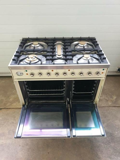 Nette staat Boretti crème kleur fornuis 5,pits 90cm ovens, Elektronische apparatuur, Fornuizen, Zo goed als nieuw, Vrijstaand