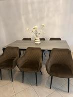 6 eetkamerstoelen velvet bruin, Huis en Inrichting, Stoelen, Ophalen, Gebruikt, Bruin, Vijf, Zes of meer stoelen