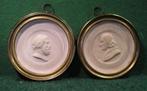 2 MUURMEDAILLONS/PLATER/ARCHIMEDE+COPERNICUM+GOUDEN LIJST, Ophalen of Verzenden