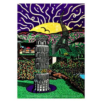 Origineel Mini-Europe schilderij - Acryl - 40x60 cm beschikbaar voor biedingen