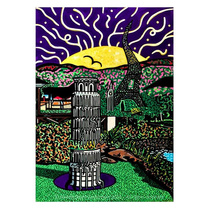 Origineel Mini-Europe schilderij - Acryl - 40x60 cm, Antiek en Kunst, Kunst | Schilderijen | Modern, Ophalen of Verzenden