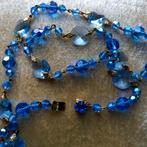 Vintage blauwe kristallen kralenketting, Ophalen of Verzenden, Blauw