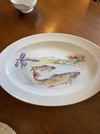 Poisson de pêche de Limoges — 13 pièces — bordure dorée, Antiquités & Art, Enlèvement ou Envoi
