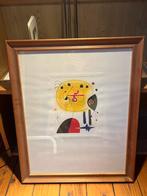 Mirò lithografie, eikenhouten lijst 45x56 cm, Antiek en Kunst, Ophalen